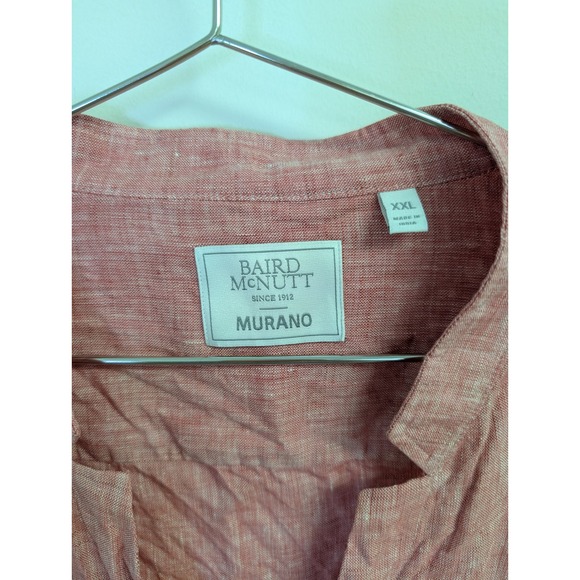 Murano Baird McNutt V Neck Button Front Shirt 100% Linen Brick Red XXL - Picture 4 of 8